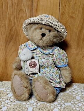 Boyds Bears 16" Heather Tristan Bear Plush Floral Dress Hat With Tags *READ DSC*